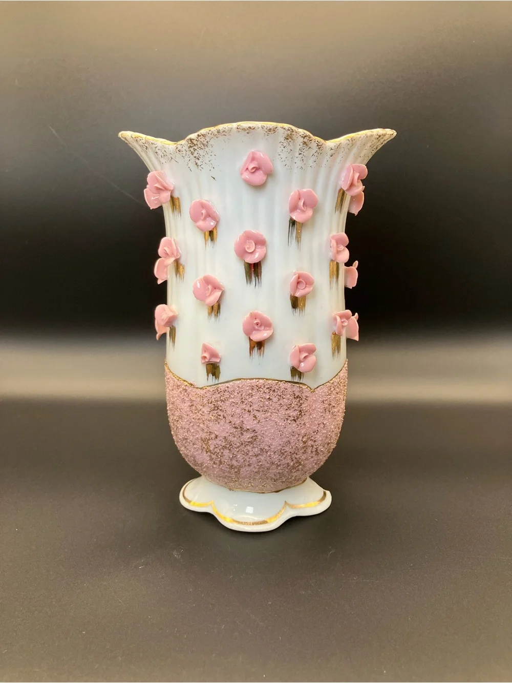 Vintage Pink Floral Accent Vase